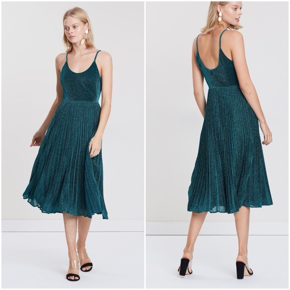 Whistles Dresses & Skirts - Whistles‎ Sparkle Midi Dress Emerald Green Fit & Flare Size 8 Cocktail Party